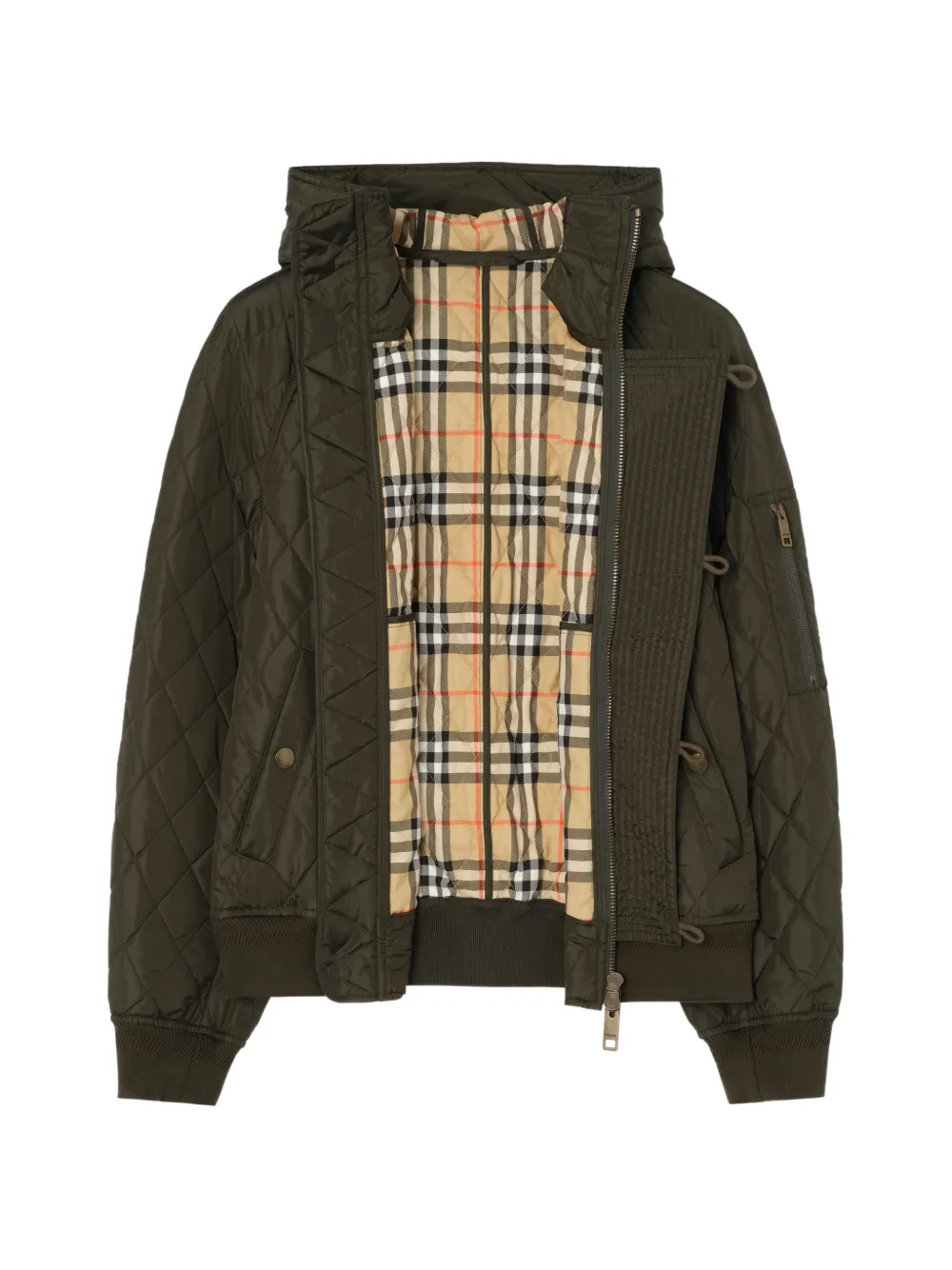 Burberry hooded quilted nylon bomber jacket - Grün
