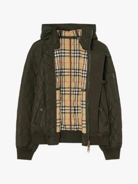 Burberry جاكيت بومبر نايلون مبطن بهودي