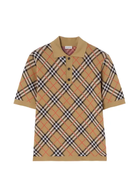 Burberry Check cotton-blend polo shirt