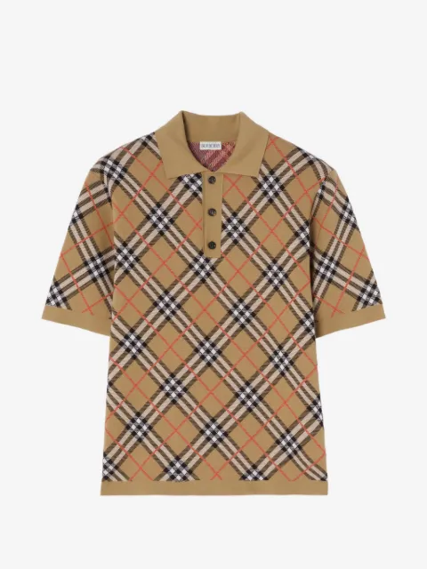 Burberry Check cotton-blend polo shirt