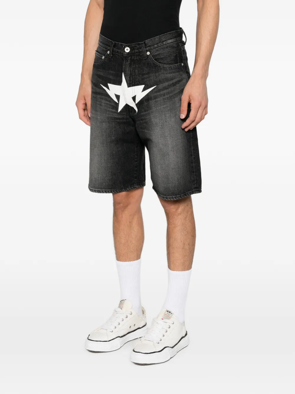 A BATHING APE Shorts met sterprint Zwart