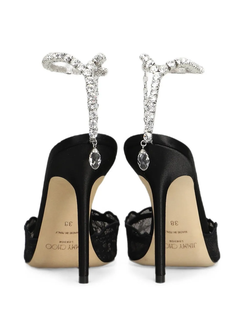 Jimmy Choo Saeda crystal-embellished lace pumps Zwart