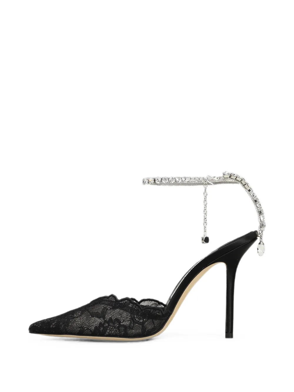 Jimmy Choo Saeda crystal-embellished lace pumps Zwart