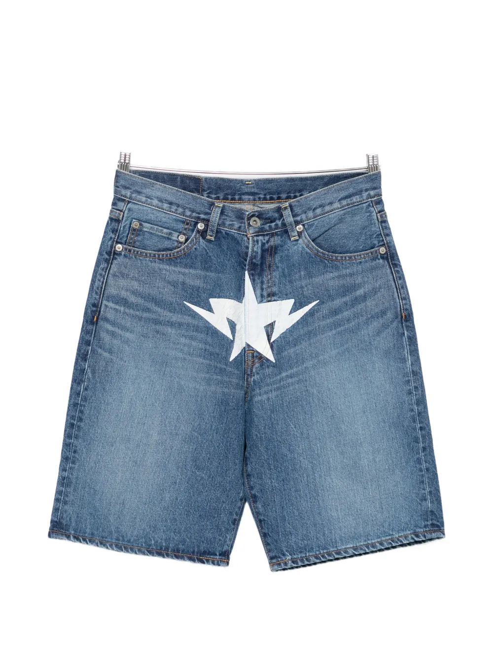 A BATHING APE® star-print denim shorts - Blau