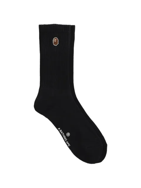 A BATHING APE®  Bape-head logo-embroidered ribbed socks