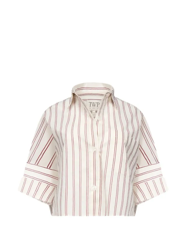 Twp Stripe-pattern Cropped Shirt in White