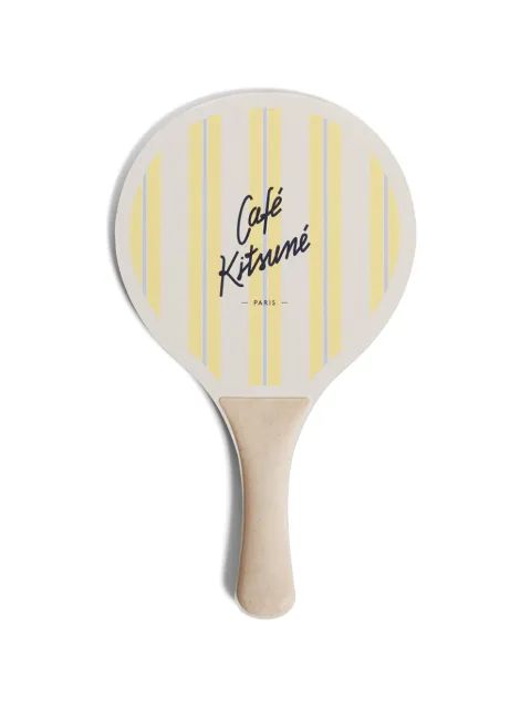 CAFÉ KITSUNÉ striped logo-print beach bats