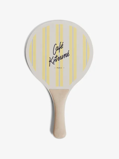 CAFÉ KITSUNÉ striped logo-print beach bats