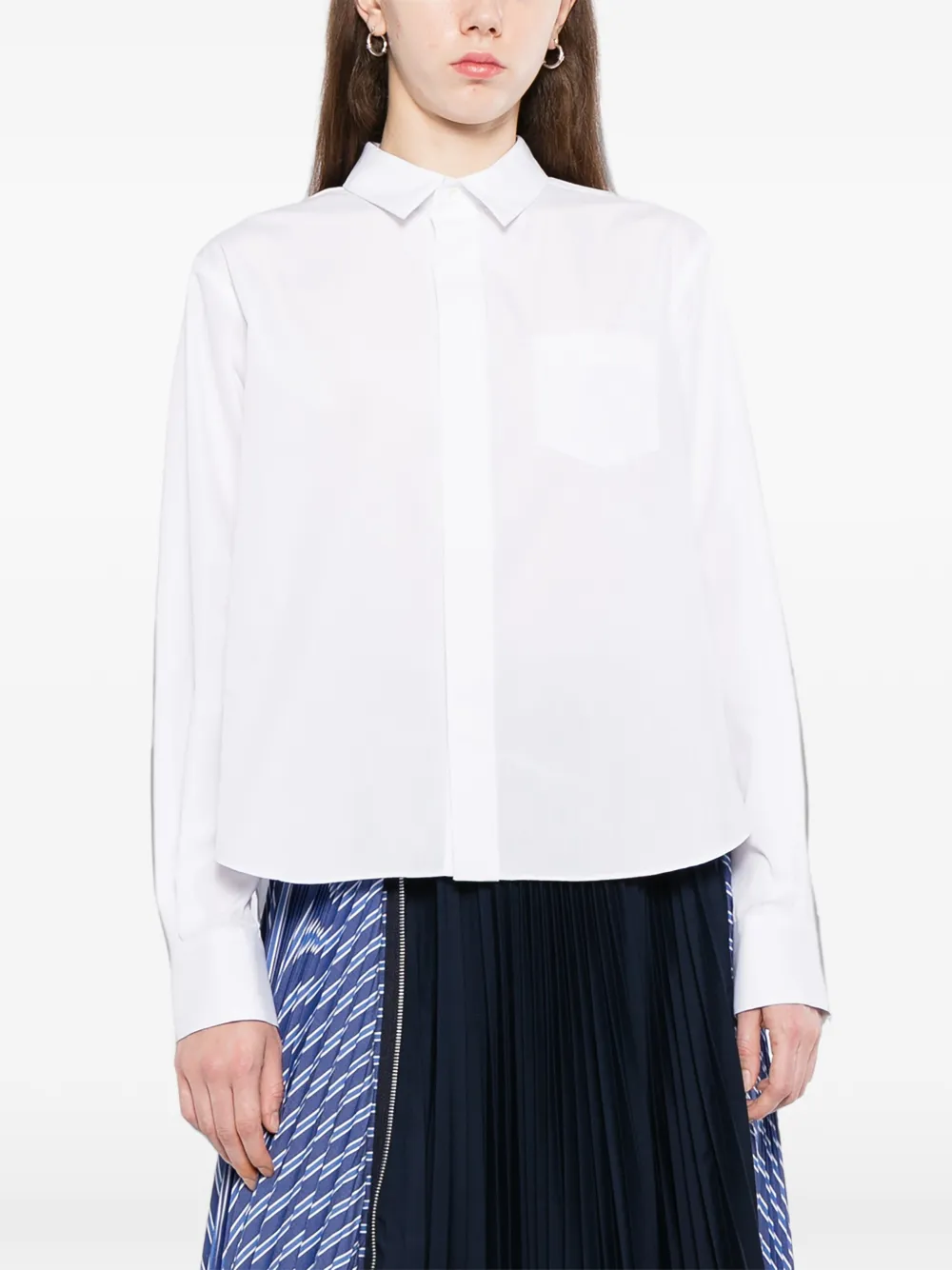 sacai Button-up popeline overhemd Wit