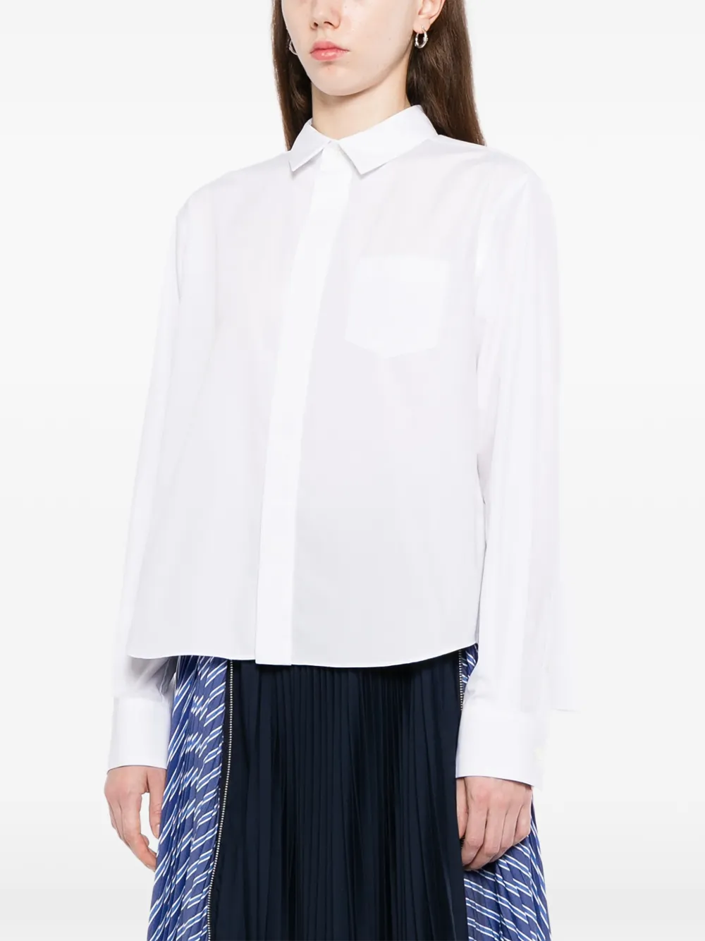 sacai Button-up popeline overhemd Wit