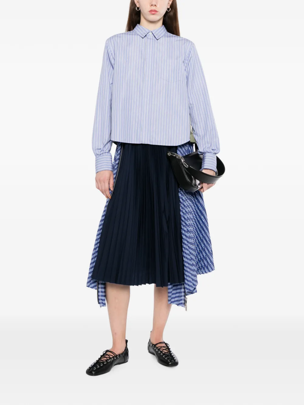 sacai Gestreept twill overhemd Blauw