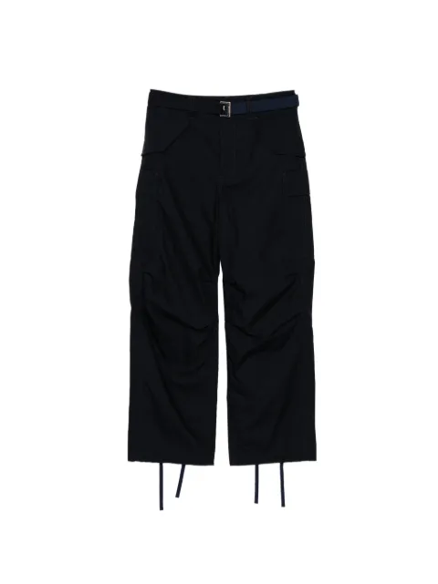 sacai pantalones oxford con cinturón