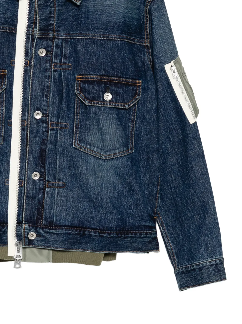 sacai Gelaagd denim twill jack Blauw