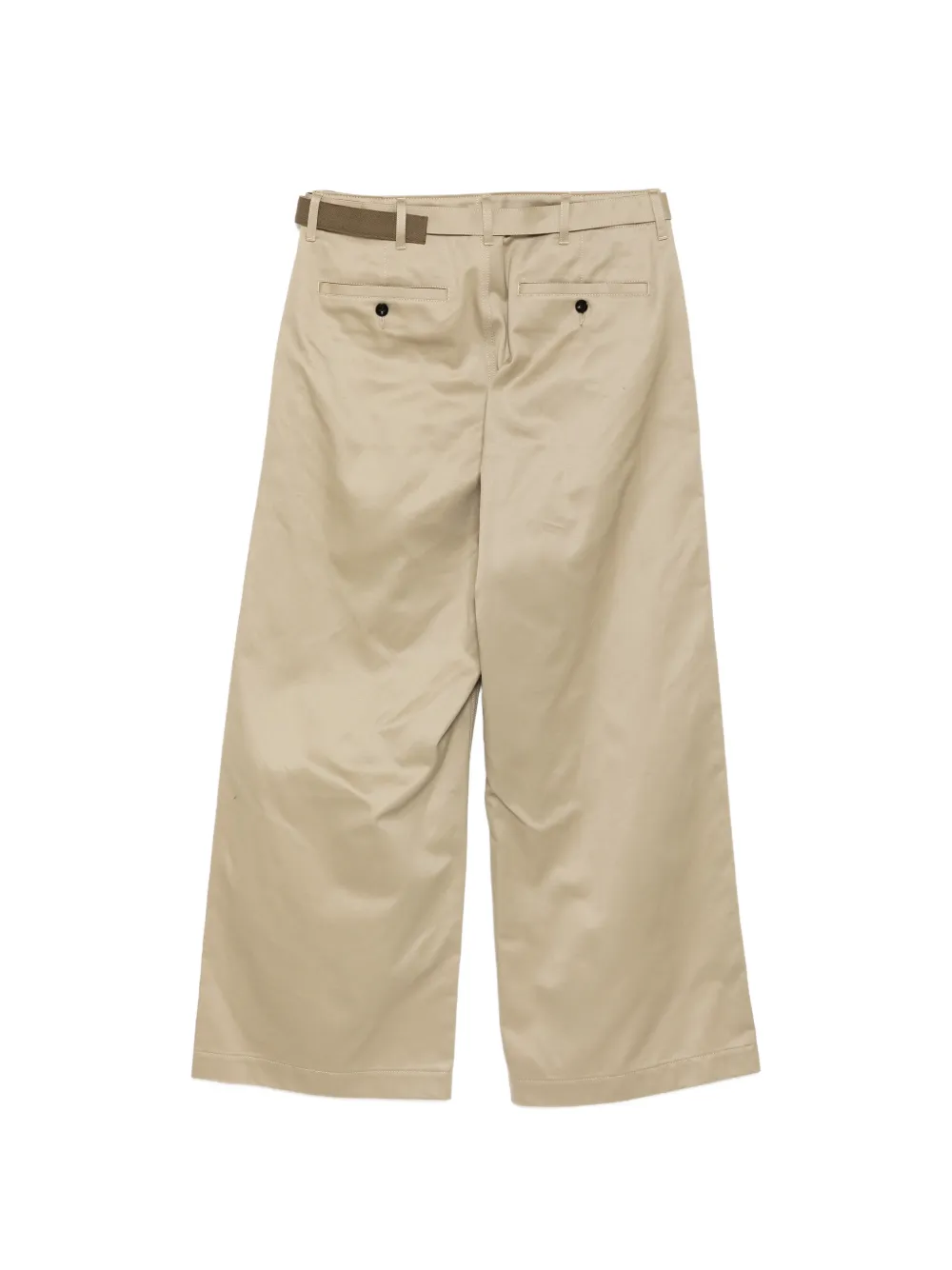sacai Chino broek met wijde pijpen Beige