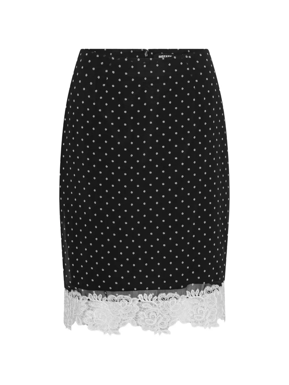 ROTATE BIRGER CHRISTENSEN Spitzensaum-Midirock mit Blumen-Print - Schwarz