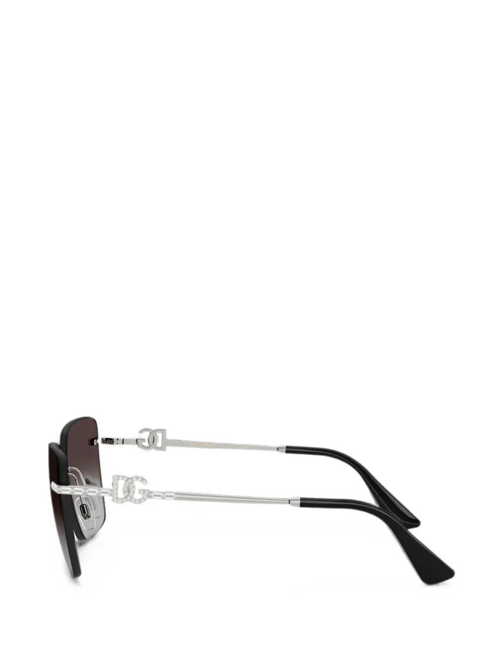Dolce & Gabbana Eyewear Zonnebril met DG-logo verfraaid met kristallen Zilver