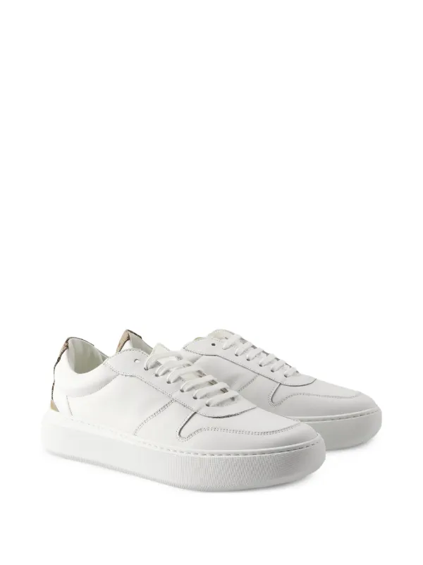 Herno Leather Panelled Sneakers in White
