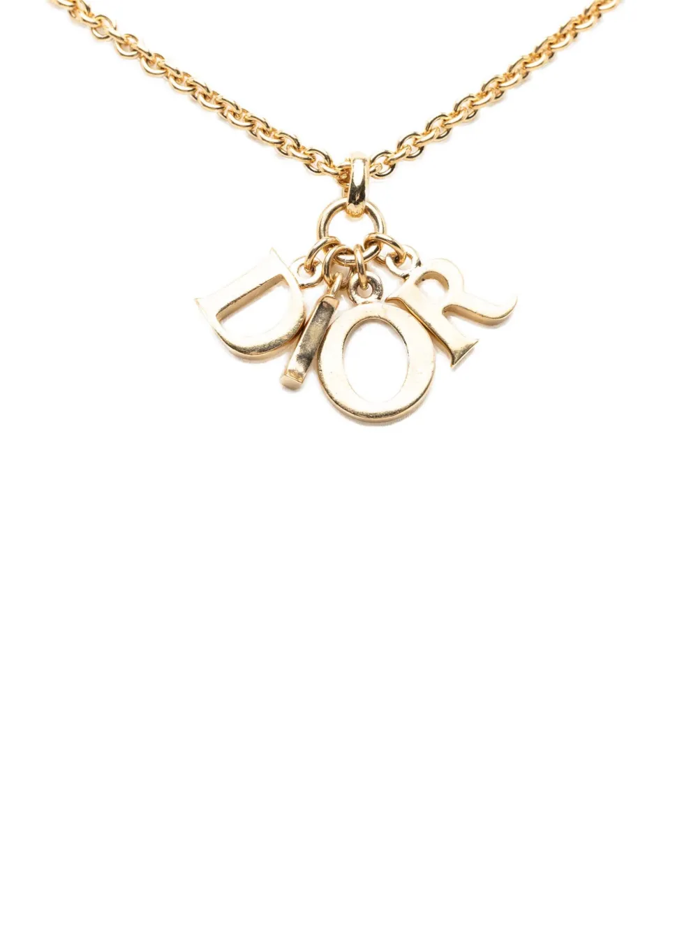 Christian Dior Pre-Owned 20th Century Gold Plated Logo Pendant Necklace costume necklace