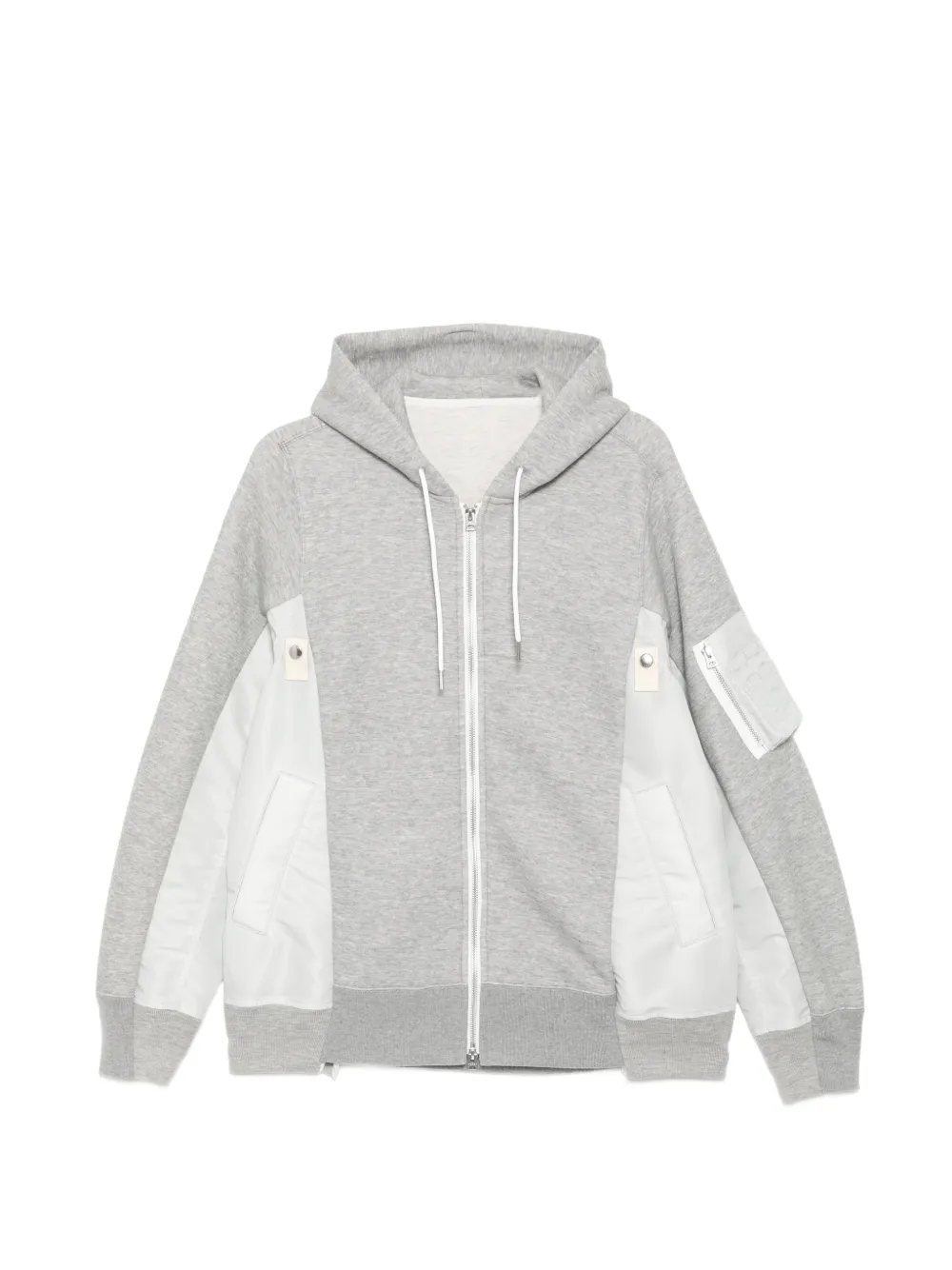 sacai panelled zip-up hoodie - Grigio