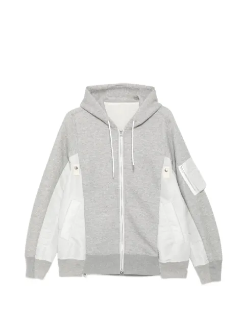 sacai panelled zip-up hoodie