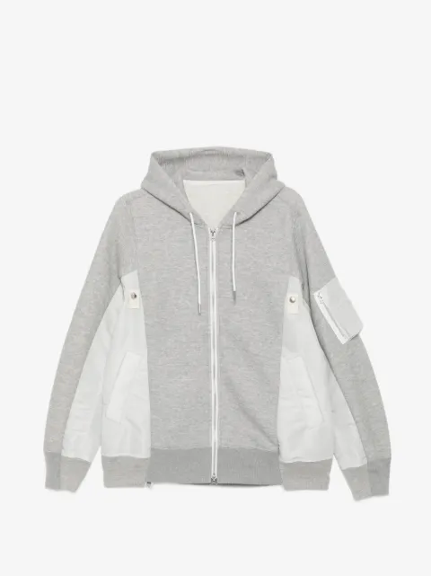 sacai panelled zip-up hoodie