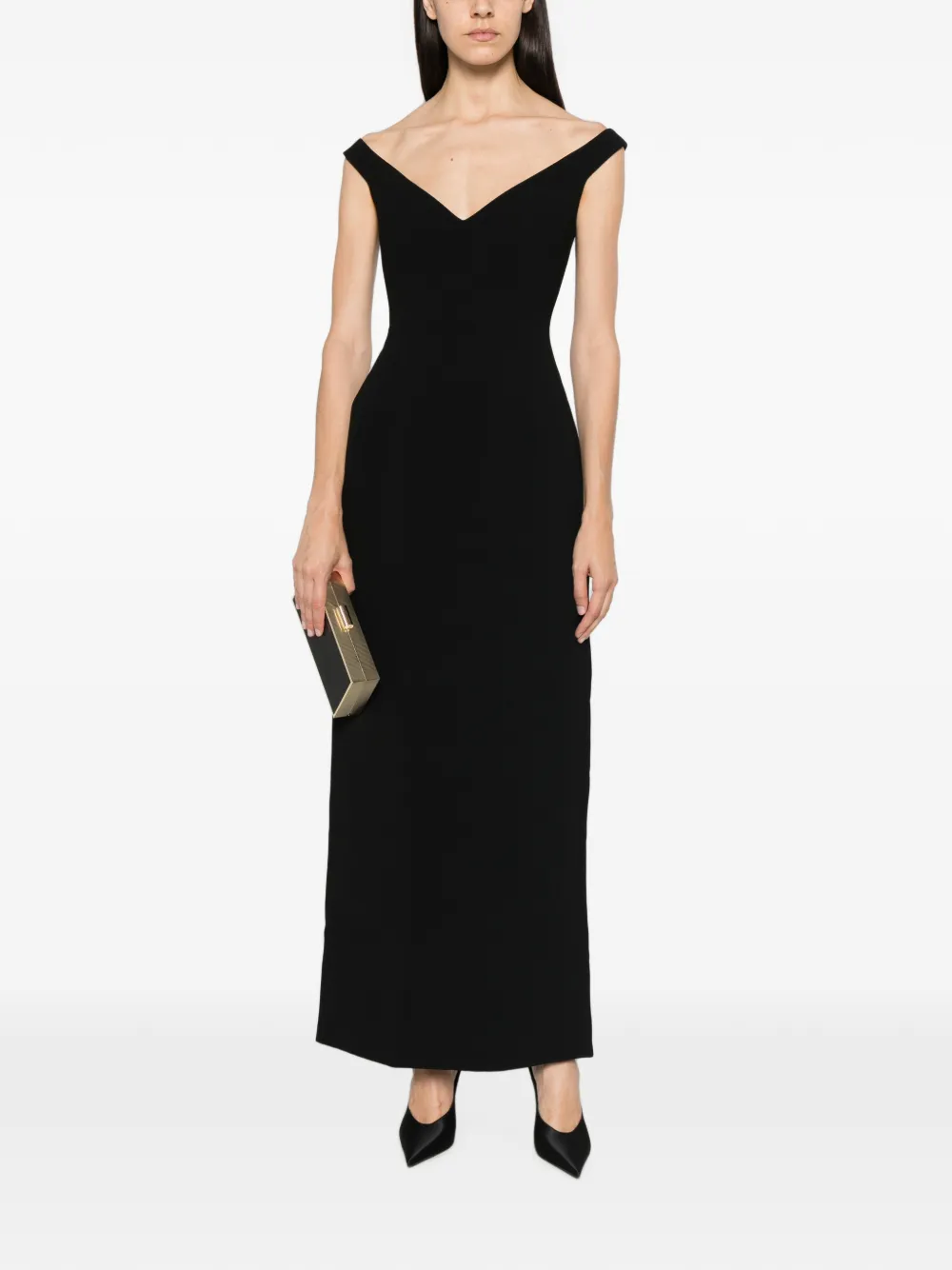 ARCINA ORI Ellery off-shoulder jurk Zwart