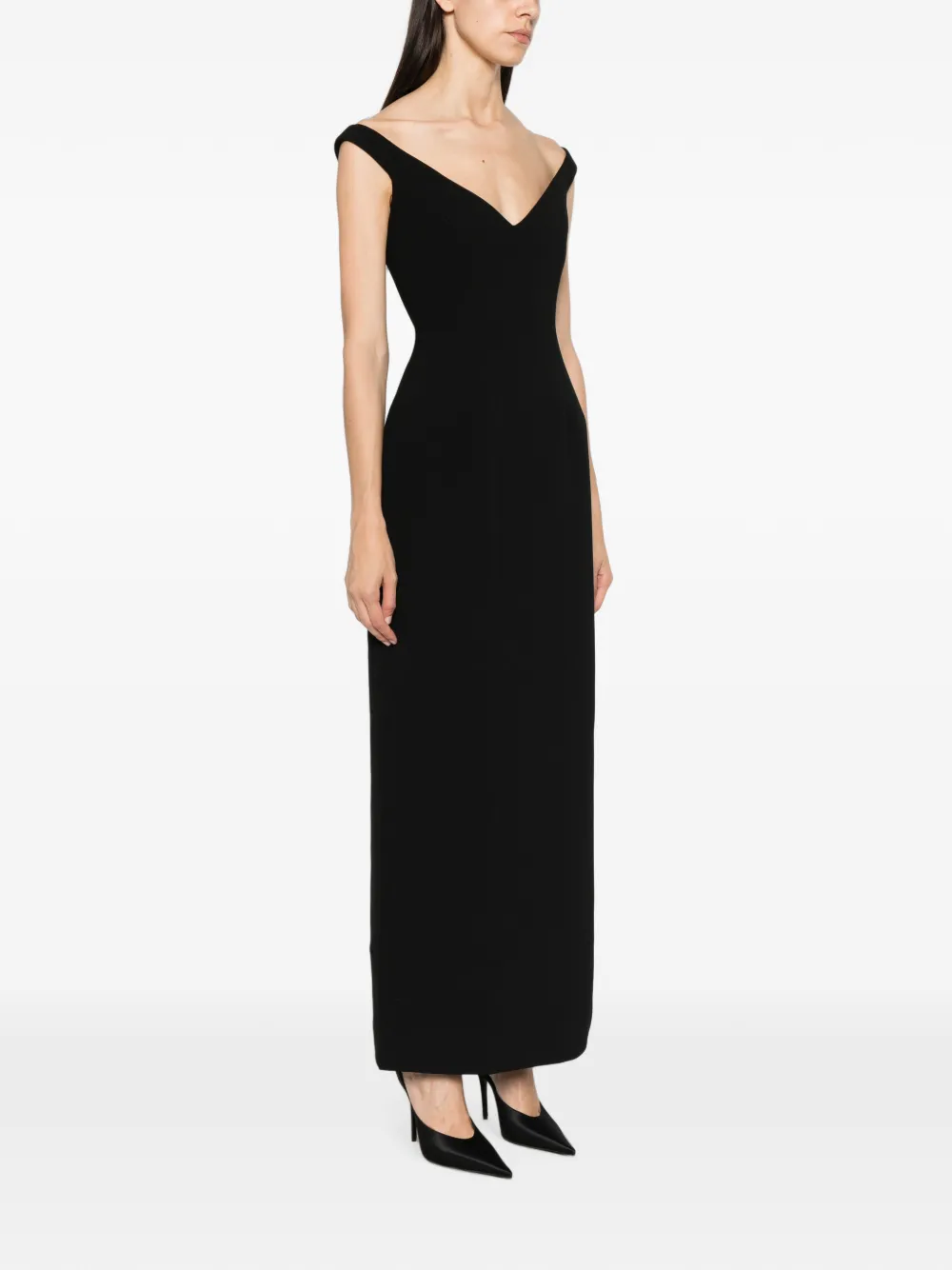 ARCINA ORI Ellery off-shoulder jurk Zwart
