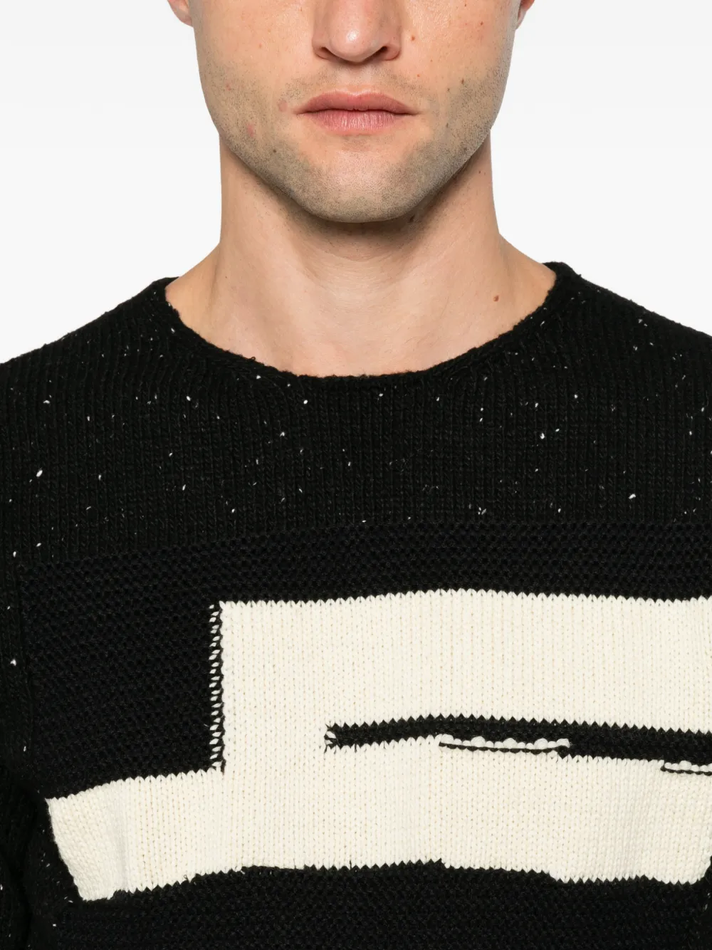Comme Des Garçons Shirt intarsia-knit flecked sweater Zwart