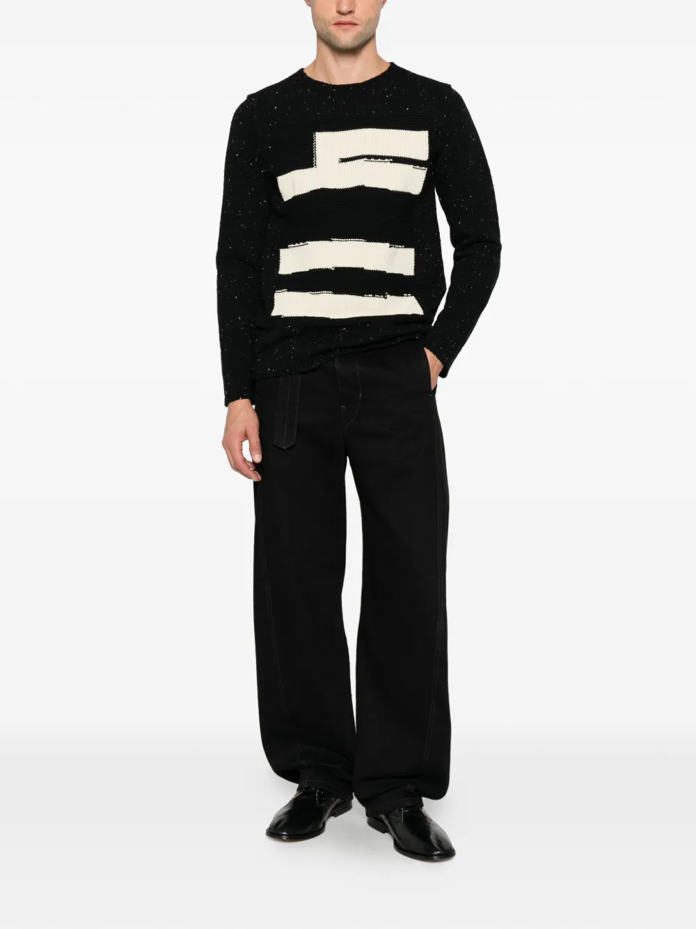 Comme Des Garçons Shirt intarsia-knit flecked sweater Zwart