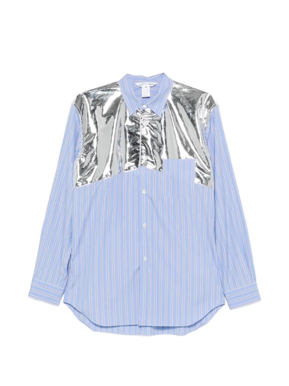 Comme Des Garçons Shirt striped metallic-panel shirt Blauw