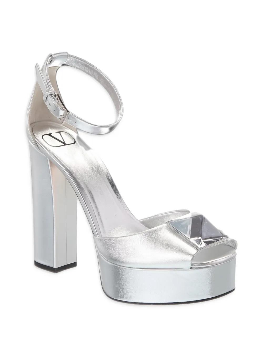 Valentino Garavani One Stud leather sandals - Silber