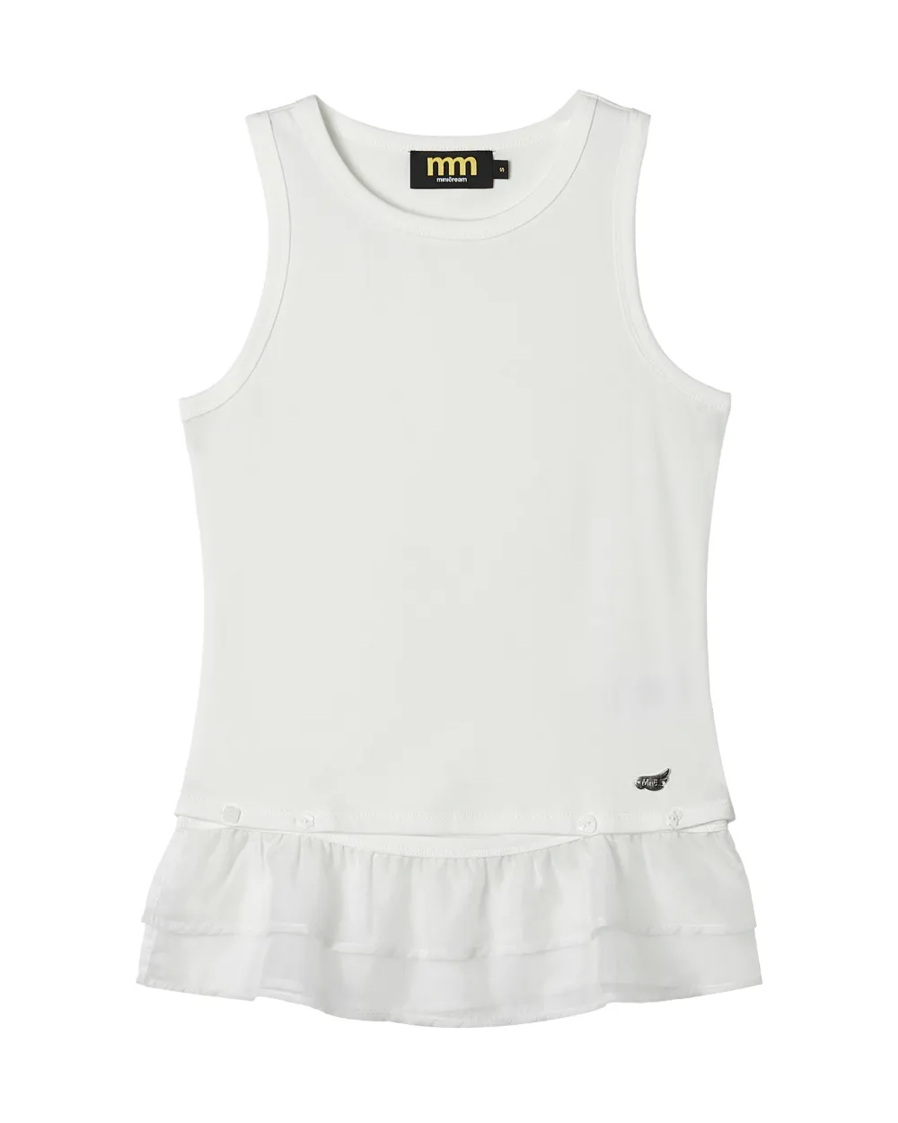 Mini Cream ruffled-trim sleeveless top