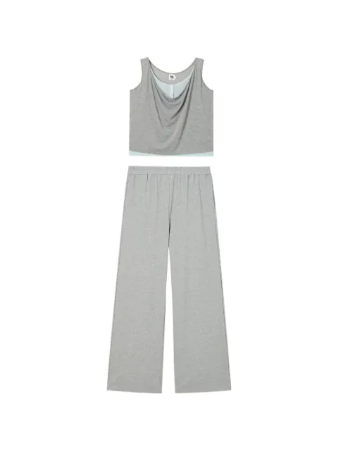 b+ab layered-effect draped top and trousers set