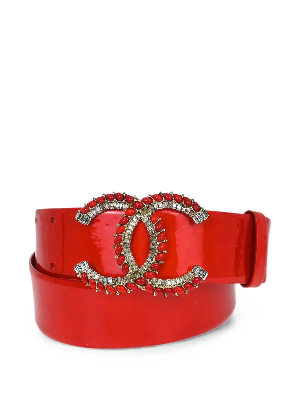 CHANEL Pre-Owned 2008 CC Interlocking embellished belt - Rosso