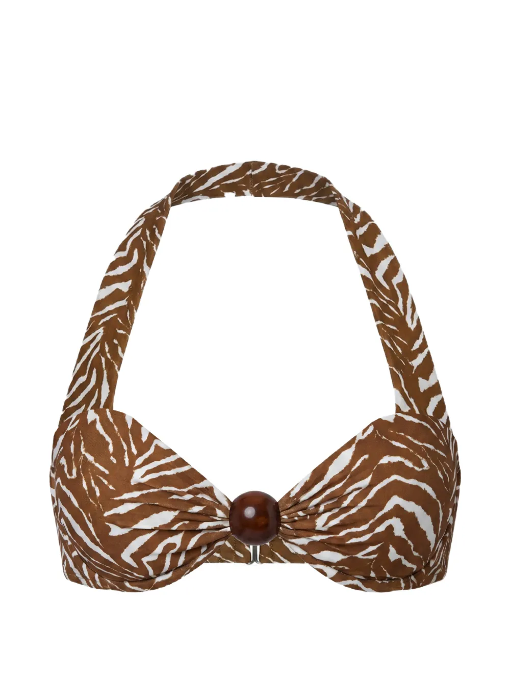 Nicholas Sirena halterneck bikini - abstract animal - Marrone