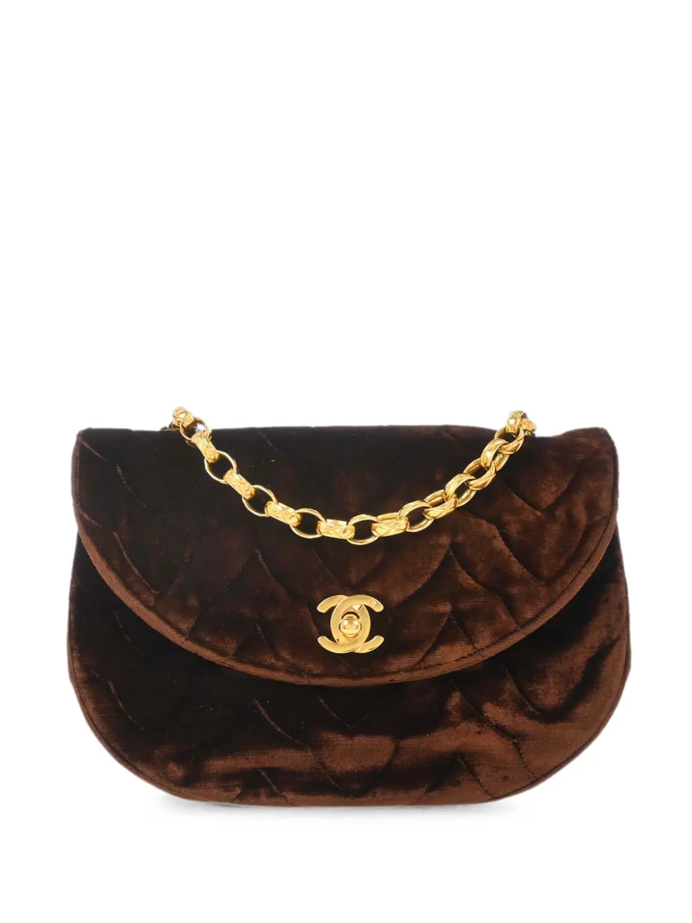 CHANEL Pre-Owned 1992 chevron-quilted chain shoulder bag - Marrone