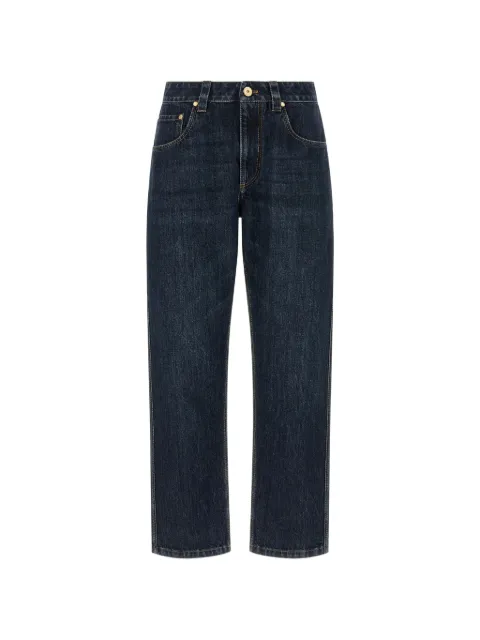Brunello Cucinelli Shiny Bartack Straight-Leg-Jeans