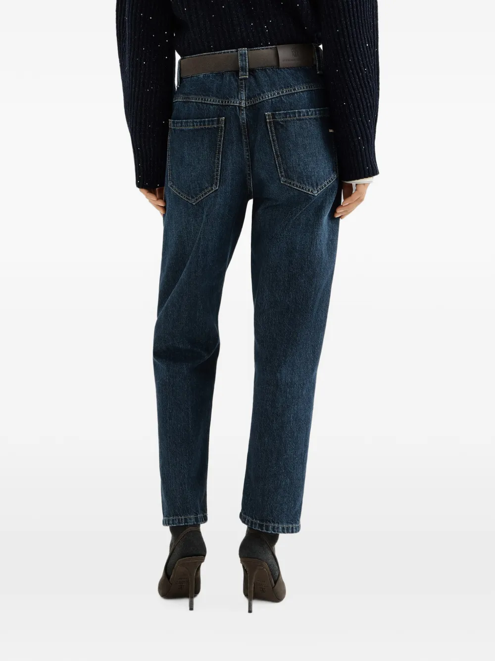 Brunello Cucinelli Shiny Bartack straight jeans Blauw
