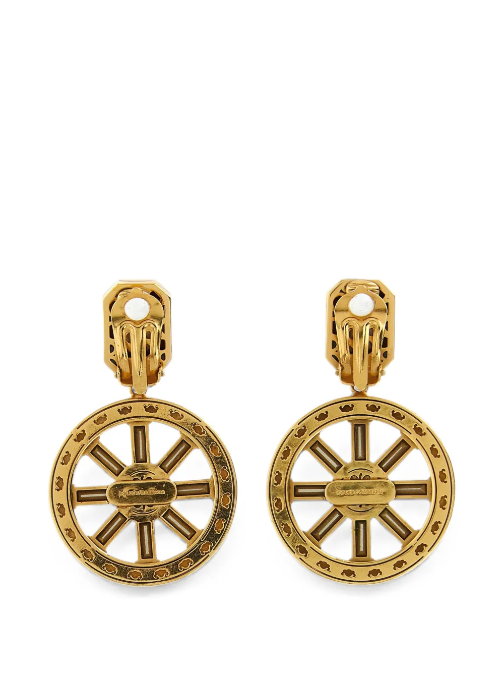 Dolce & Gabbana crystal-embellished wheel earrings - Goud