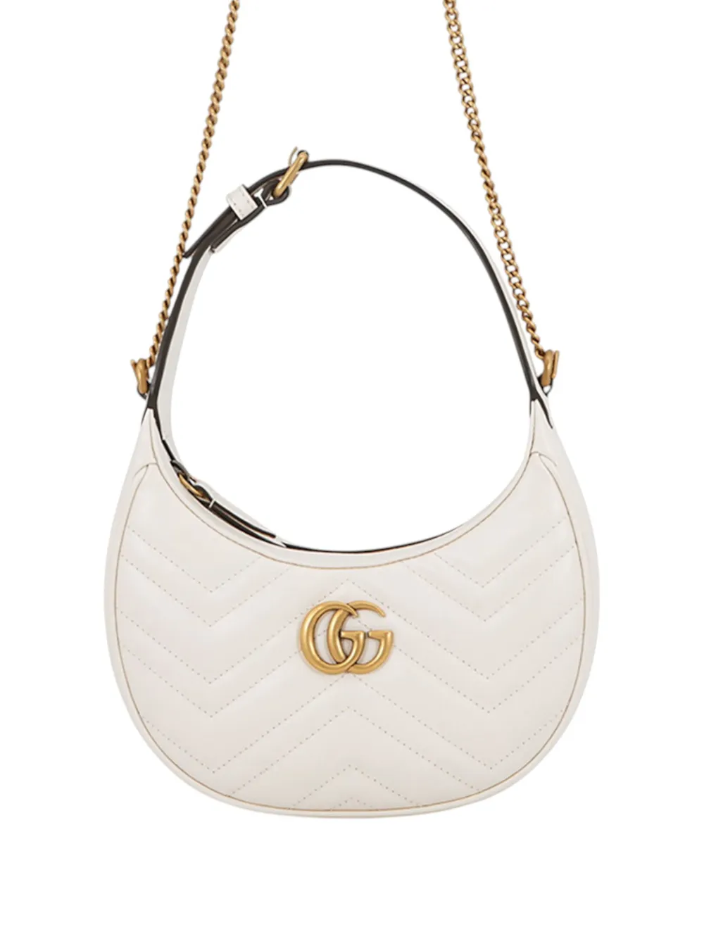 Gucci Pre-Owned 2016-2026 Mini GG Marmont Matelasse Calfskin Half Moon Bag satchel - Bianco