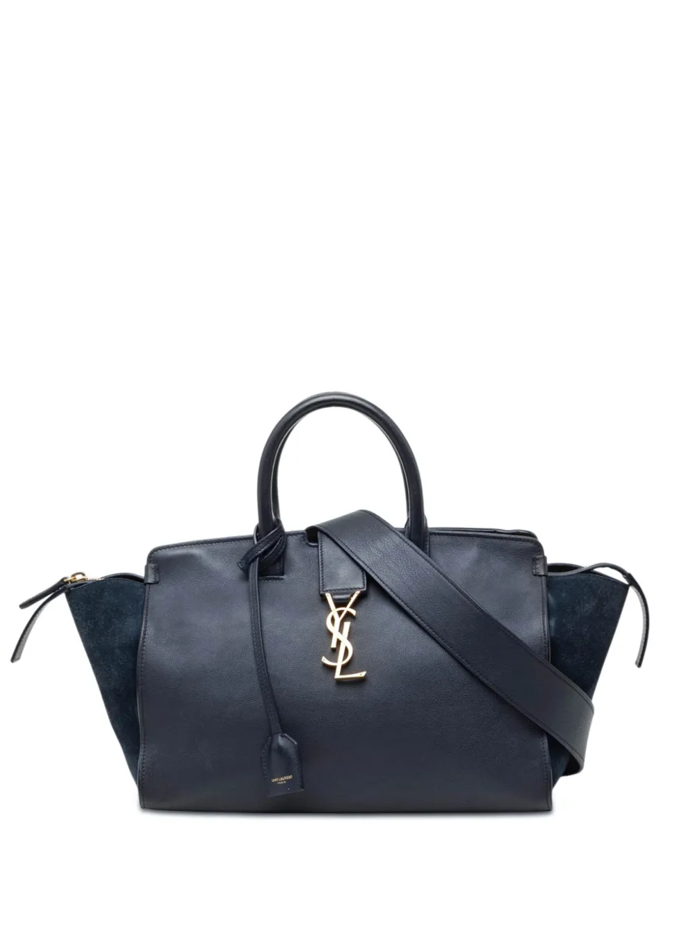 Saint Laurent Pre-Owned 2016 Small Suede Trimmed Calfskin Downtown Cabas satchel - Blu