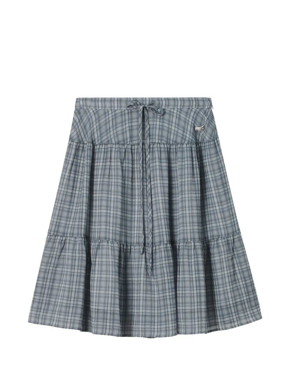 Mini Cream check-pattern tiered skirt - Blu