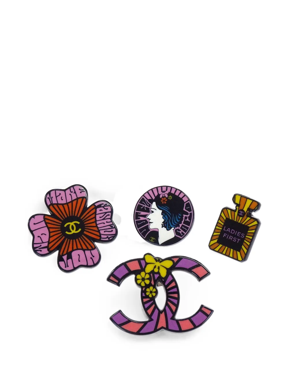 CHANEL Pre-Owned Set di quattro spille CC 2015 - Rosa
