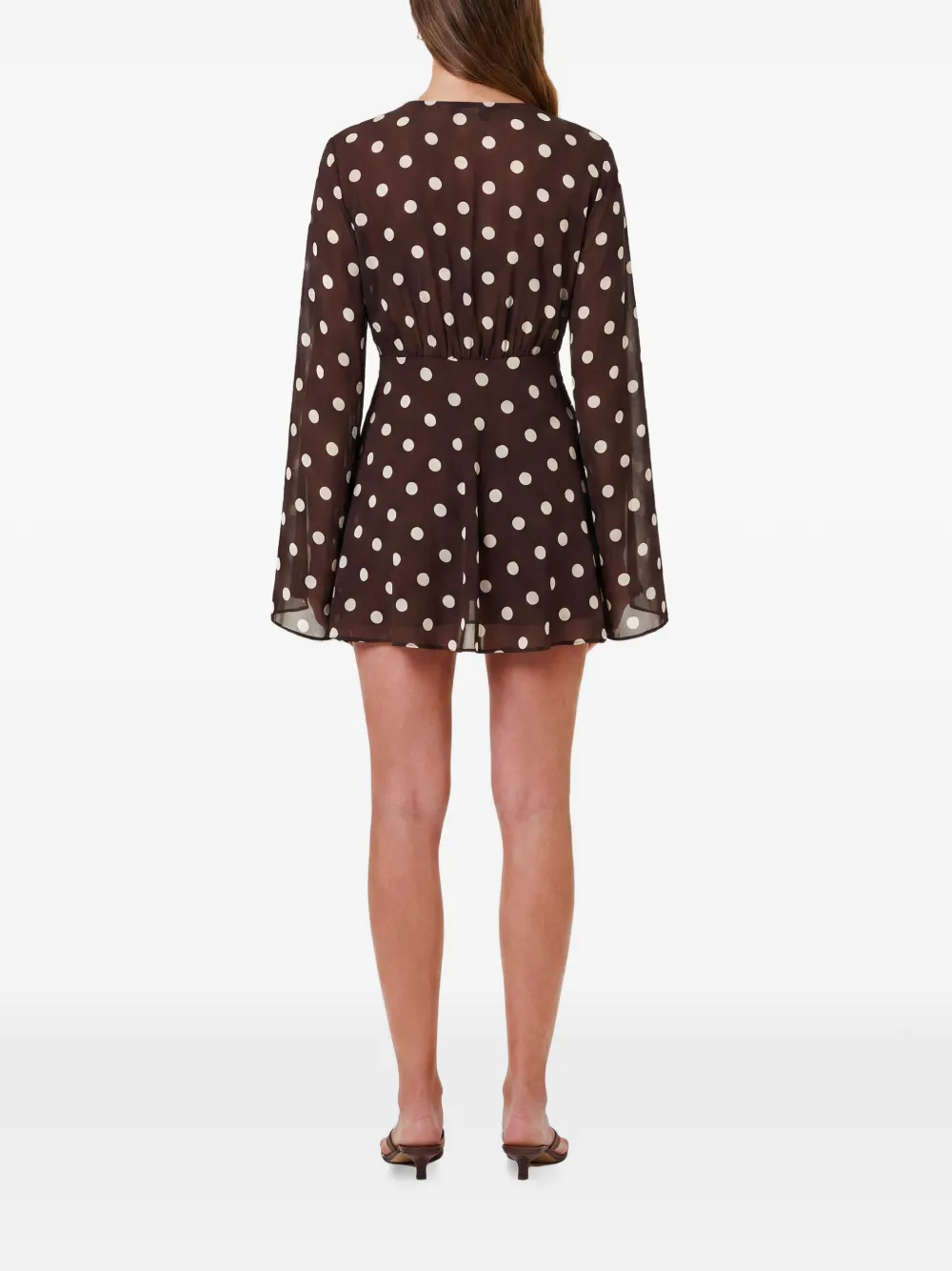 Nicholas Nerissa LS mini-jurk met V-hals Bruin