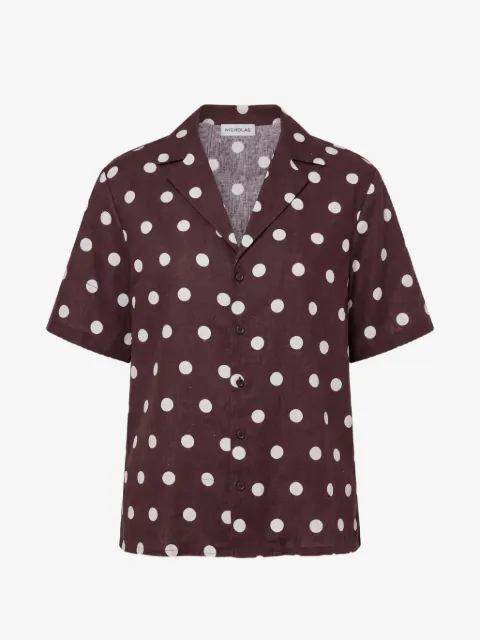 Nicholas Sonora shirt espresso ivory polka-dot