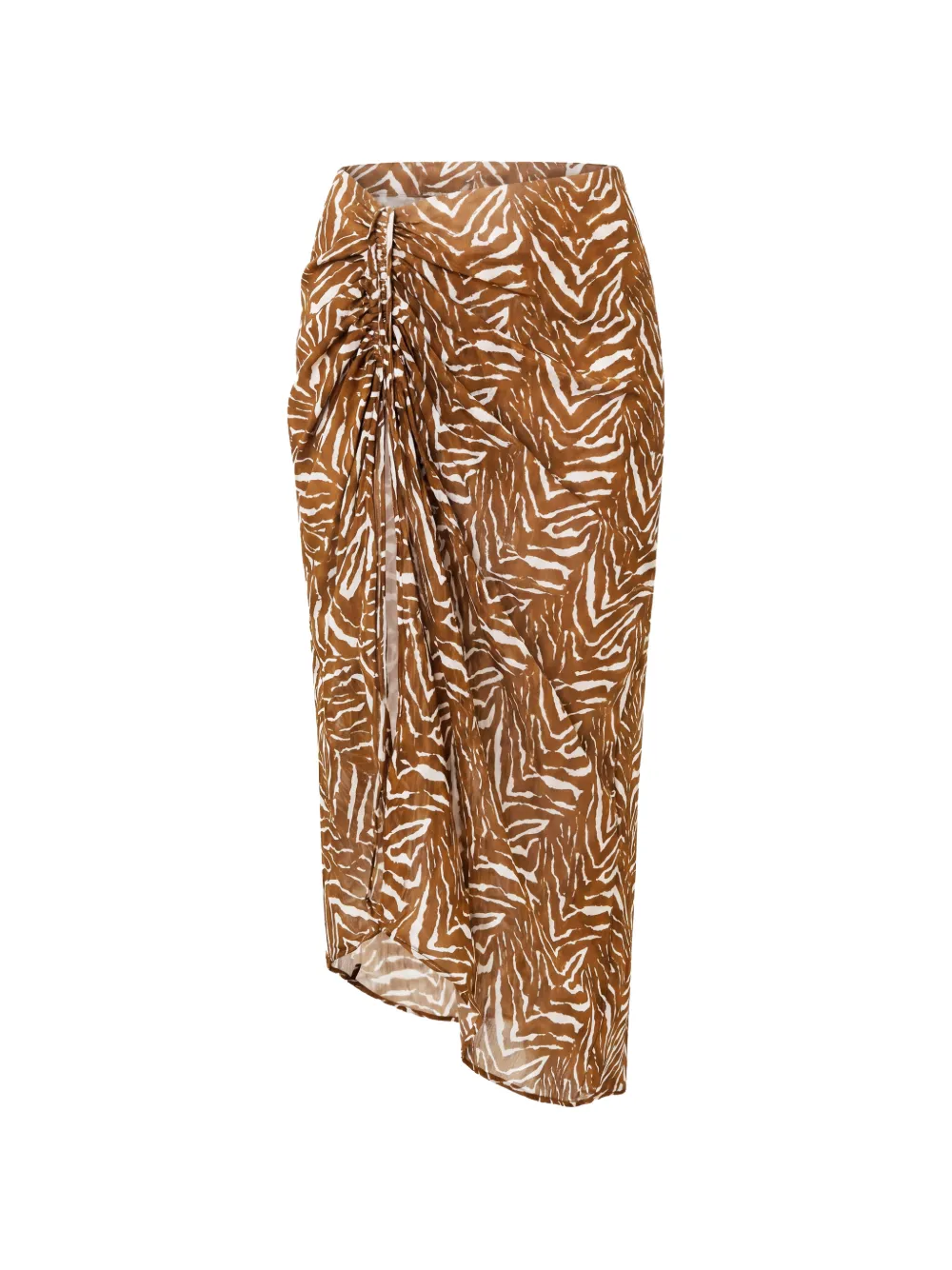 Nicholas Lia midi skirt w/ ruched slit - Braun