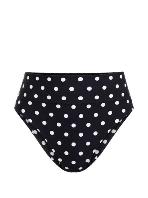 Nicholas Nerea high-waist bikini bottoms - black ivory polka dot 