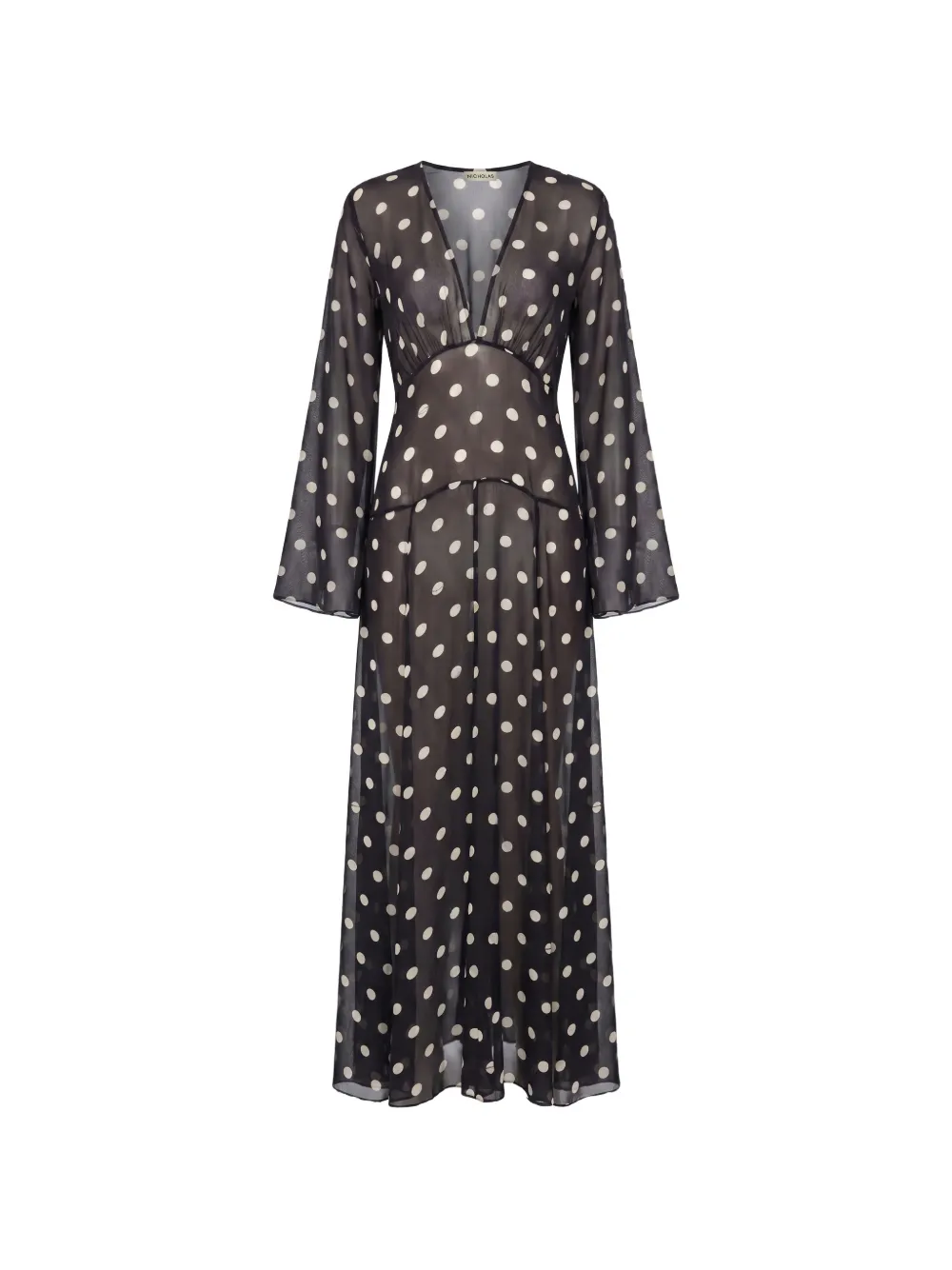 Nicholas Marella LS V-neck maxi dress - Nero