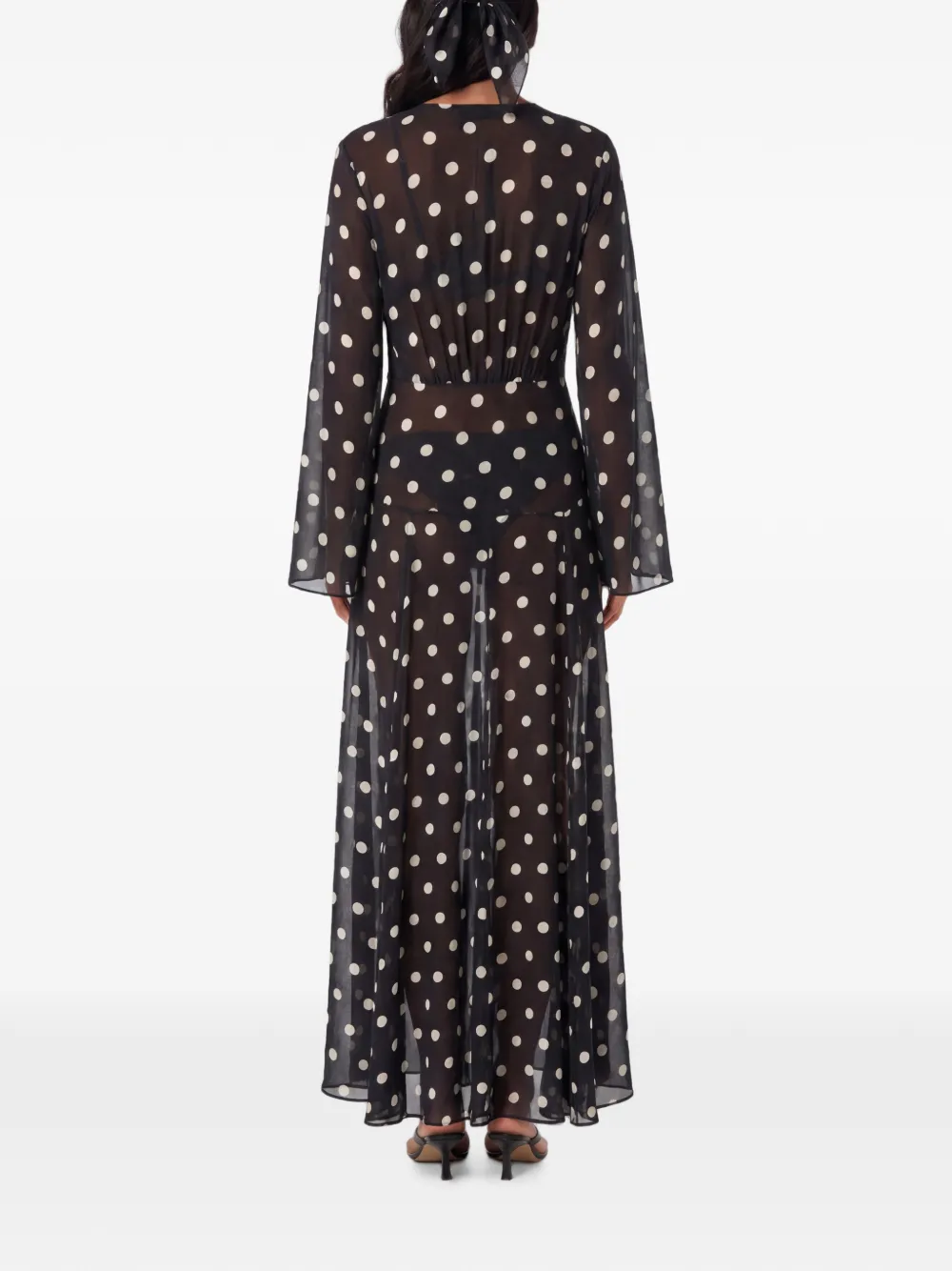 Nicholas Marella LS maxi-jurk met V-hals Zwart