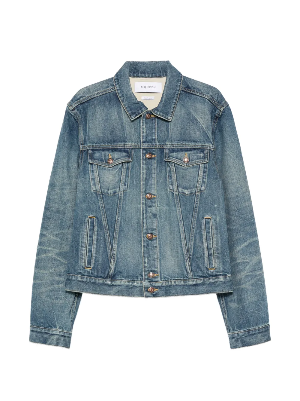 Alexander McQueen faded-effect denim jacket - Blu